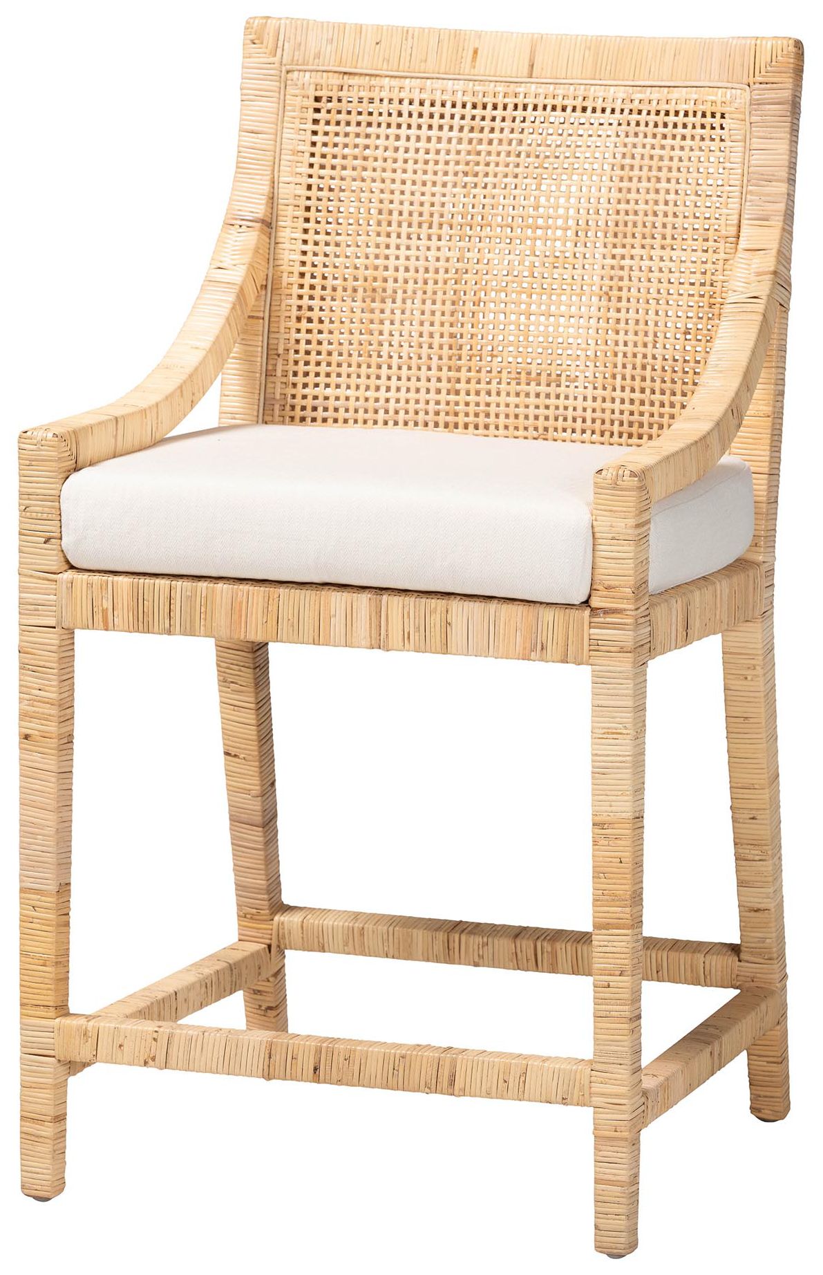 Image 2 bali & pari Alexis Rattan Counter Stool with Removable Seat Cushion