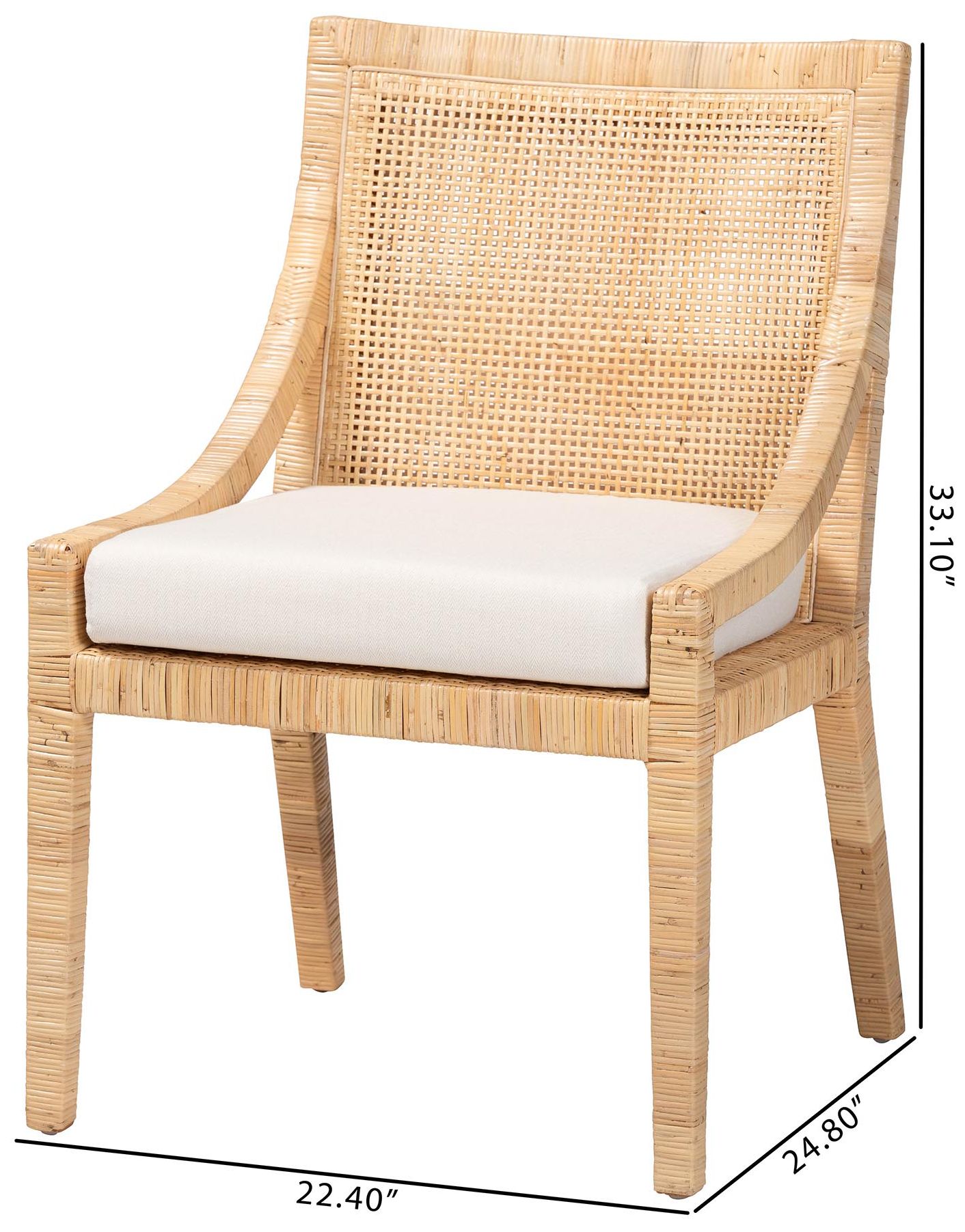 bali & pari Alexis Rattan Dining Chair with Removable Seat Cushion