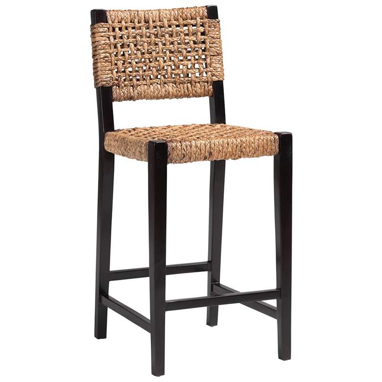 Image 2 bali & pari Alise Dark Brown Handwoven Seagrass Bar Stool