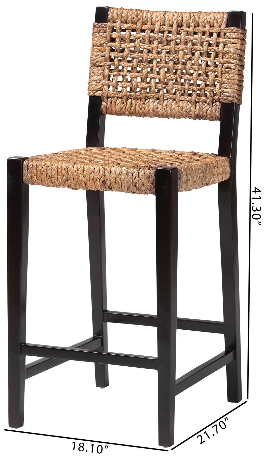 bali & pari Alise Dark Brown Handwoven Seagrass Bar Stool