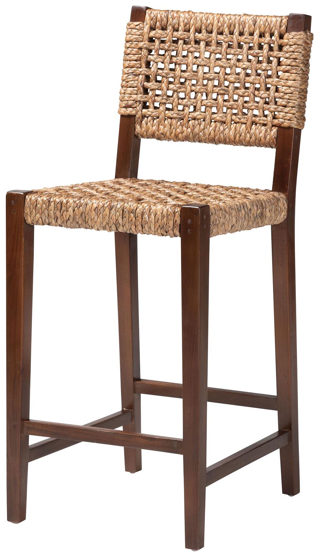 Image 2 bali & pari Alise Handwoven Seagrass Bar Stool with Mahogany Wood Frame