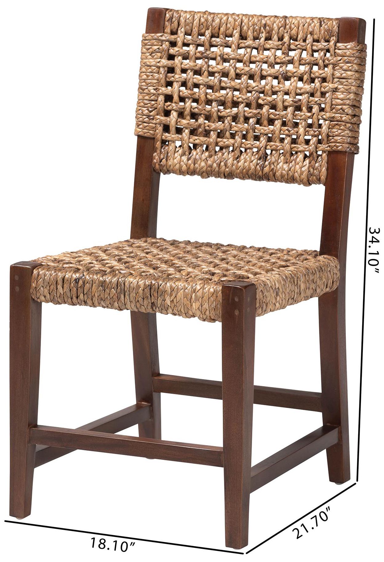 bali & pari Alise Handwoven Seagrass Dining Chair with Mahogany Wood Frame