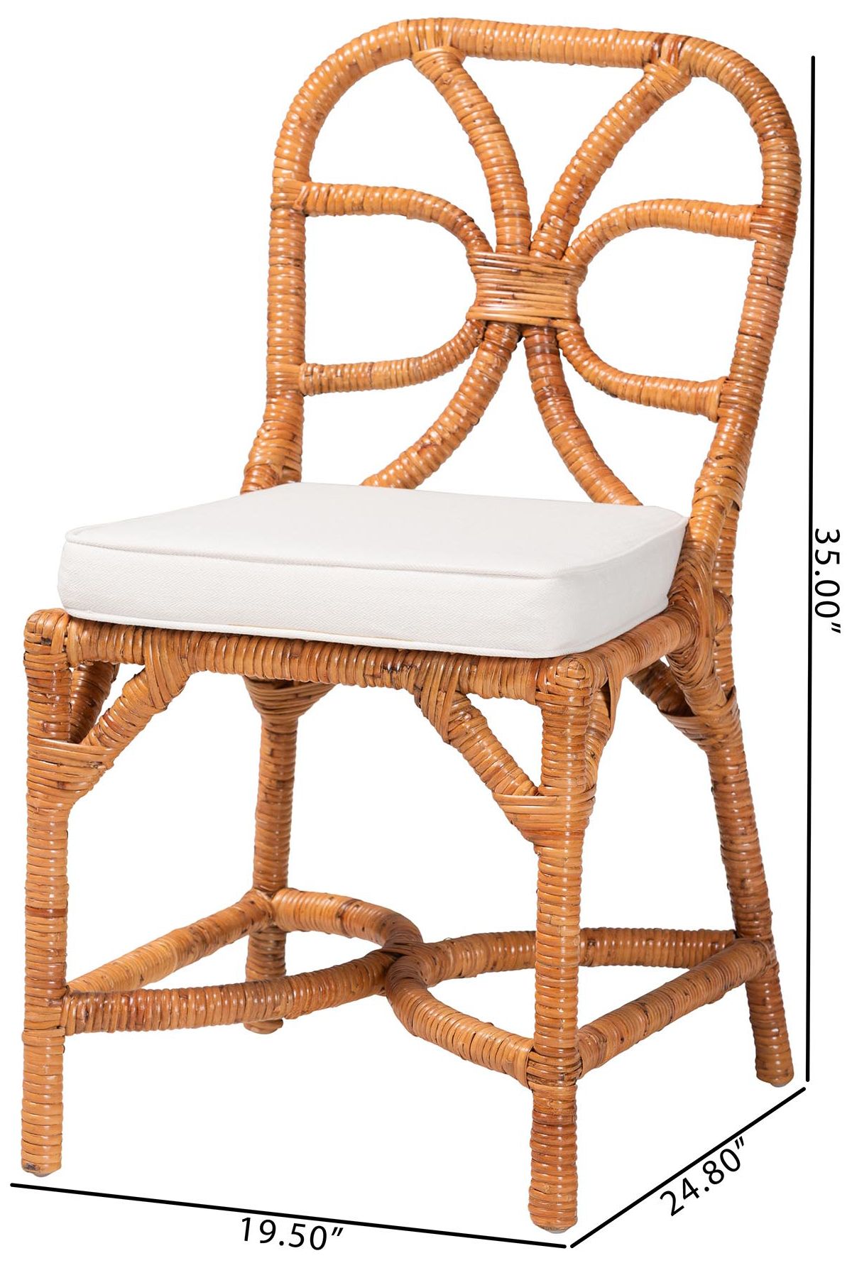 bali & pari Alondra Natural Rattan Dining Chair with Removable Cushion