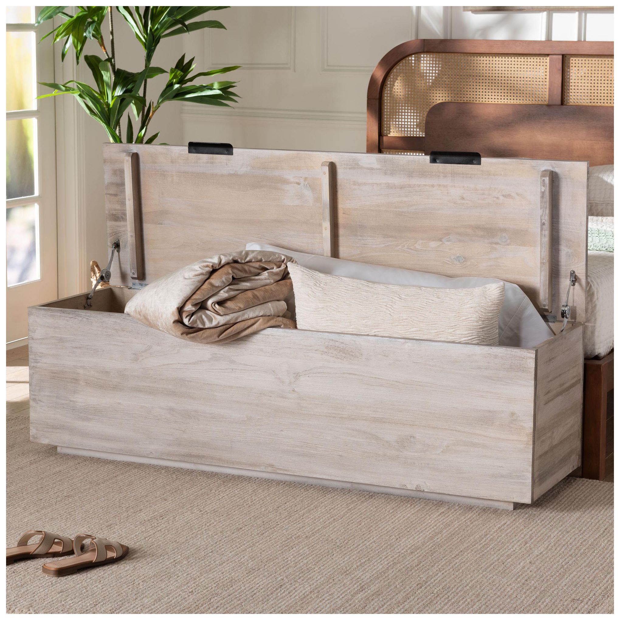 bali & pari Alvaro Wood Storage Trunk with Hinged Lid - Blanket Chest