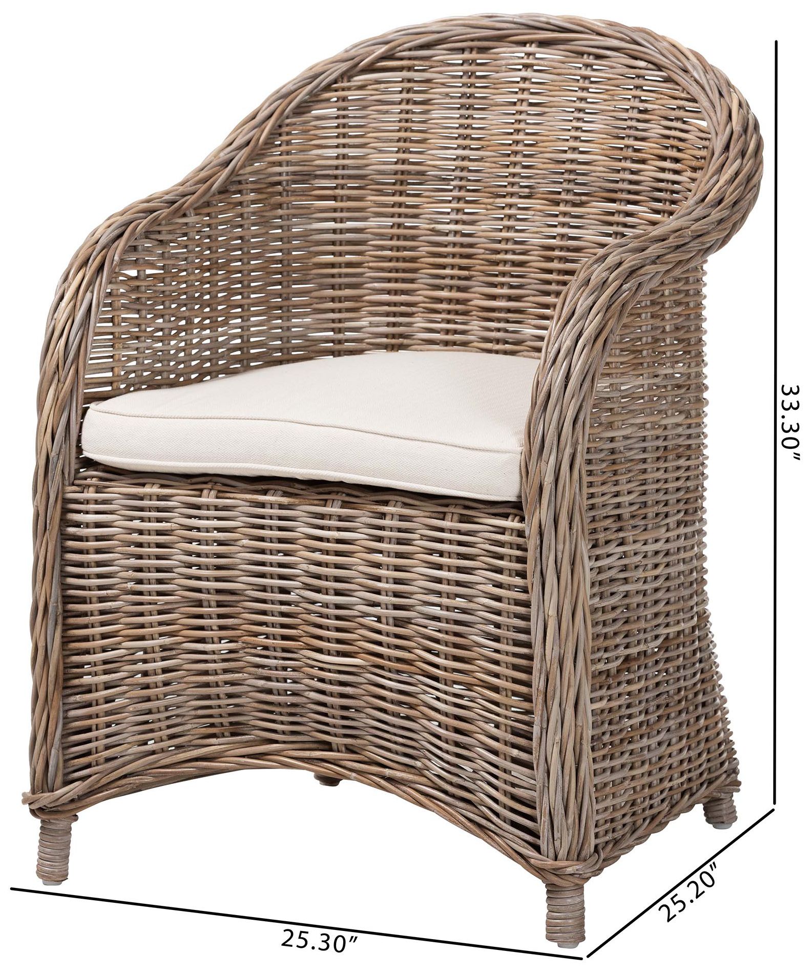bali & pari Amanda Natural Rattan Armchair with Removable Cushion