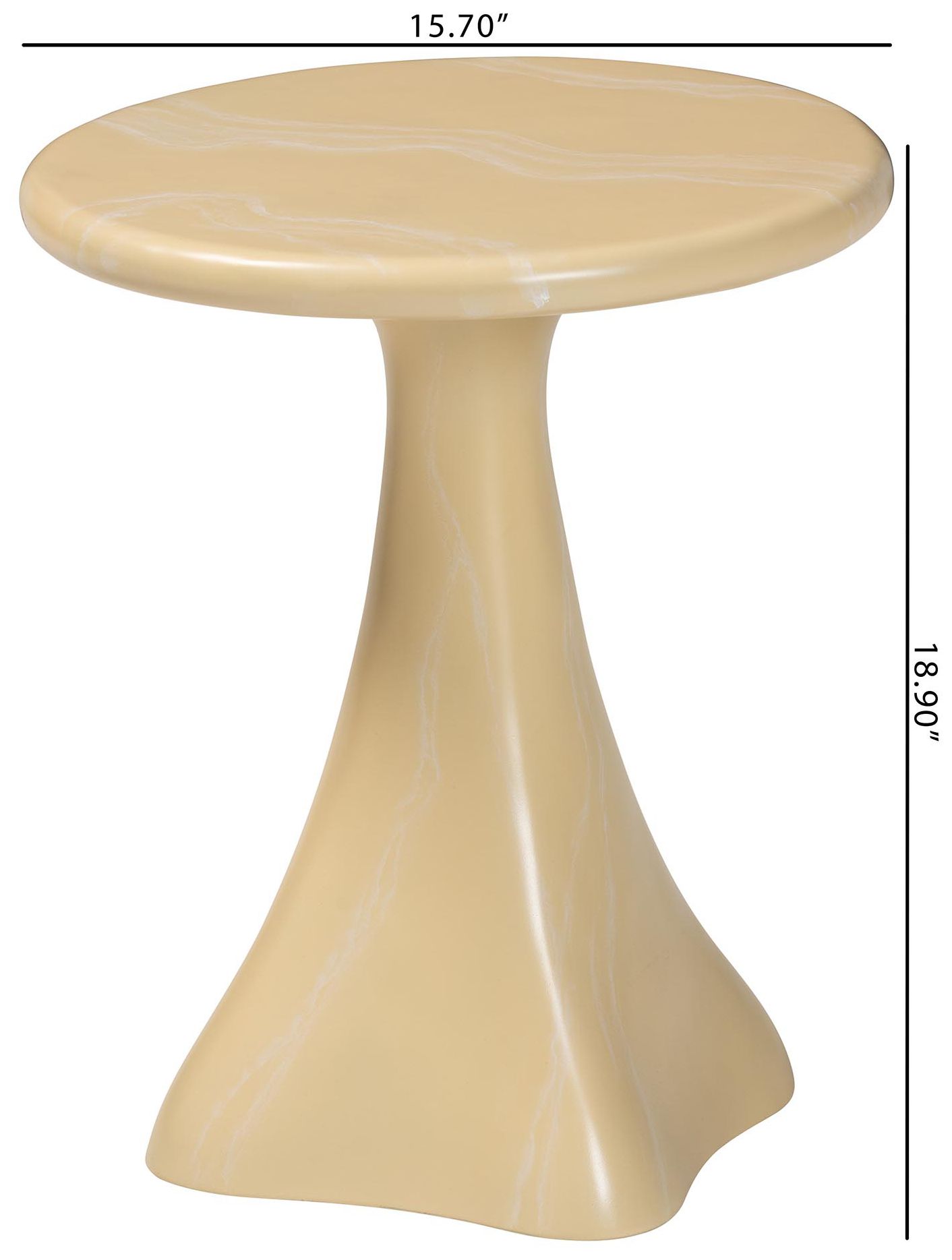 bali & pari Aponi Marbled Resin End Table - Sculptural Side Table, Cream