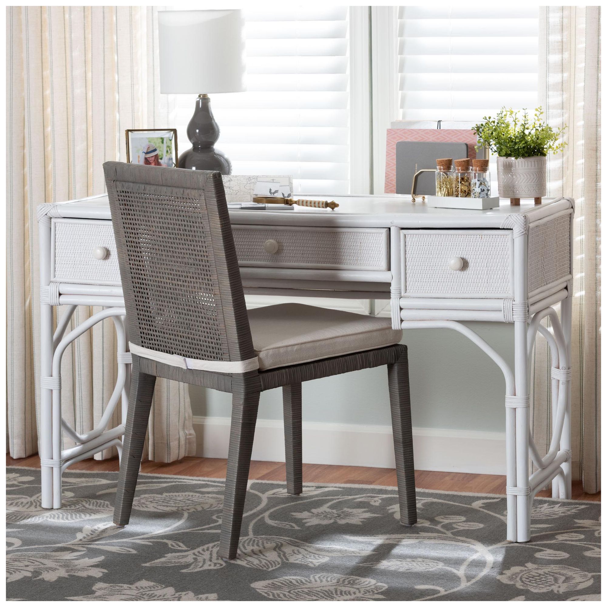 Image 2 bali & pari Arben Natural Rattan Writing Desk with Three Drawers more views
