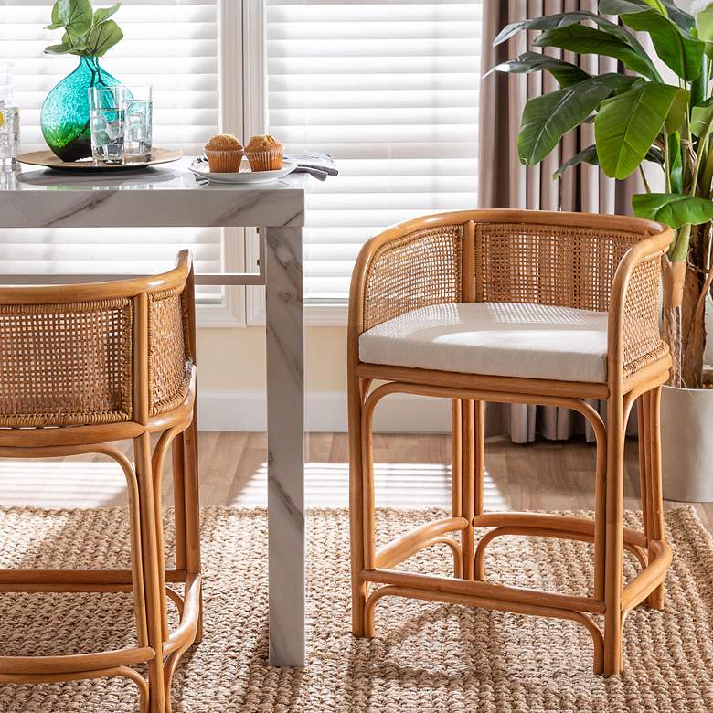 Image 1 bali & pari Aria Natural Rattan Counter Stool with Removable Cushion