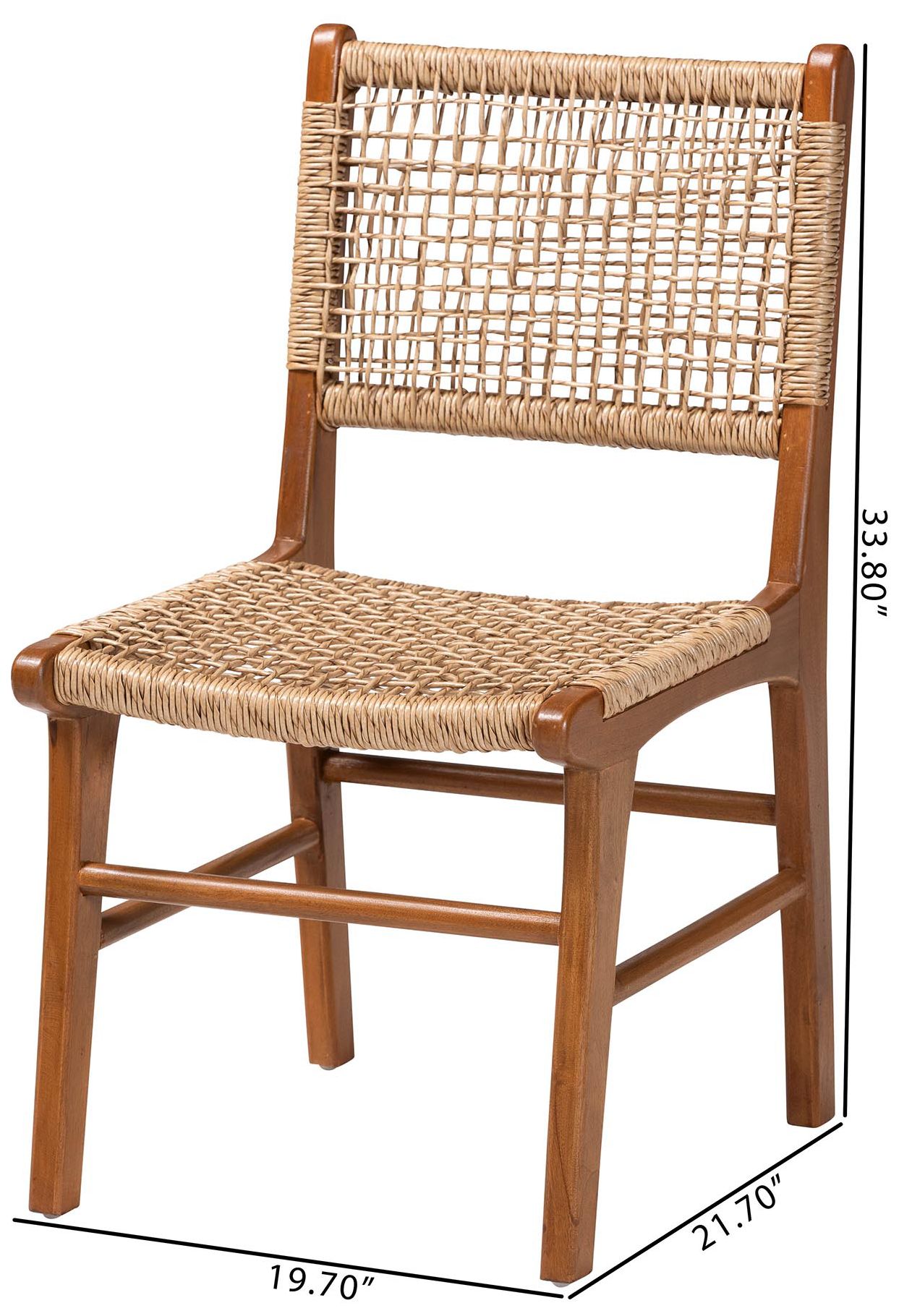bali & pari Ariba Mahogany Wood Frame and Viro Fiber Weaving Dining Chair