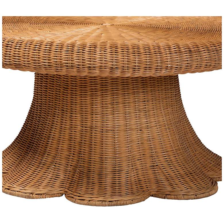 Image 3 bali & pari Avalon Natural Rattan Round Coffee Table with Pedestal Base more views
