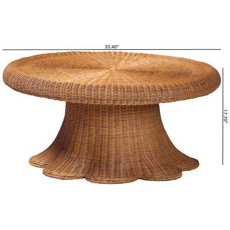 Image 6 bali & pari Avalon Natural Rattan Round Coffee Table with Pedestal Base more views
