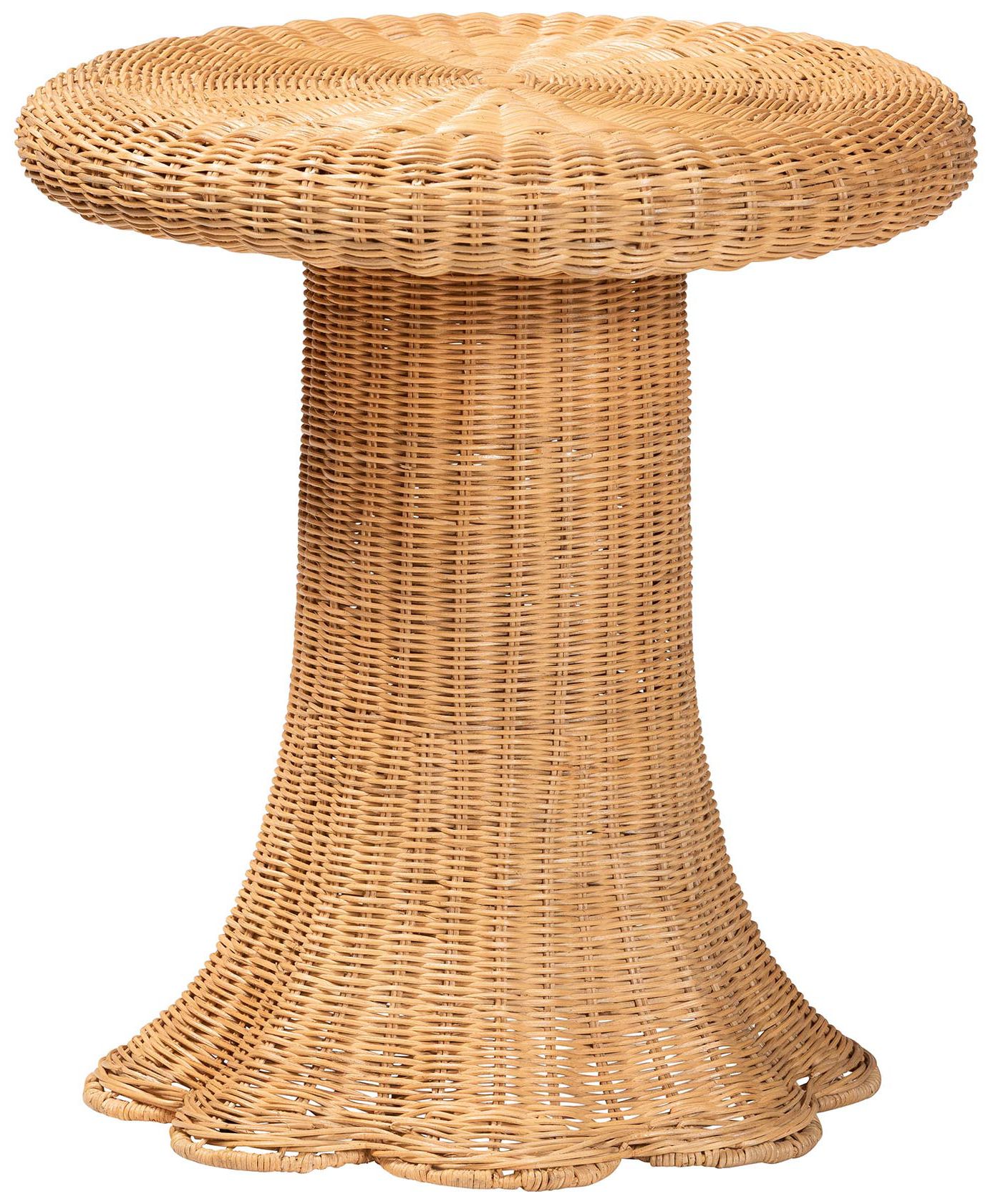 Image 2 bali & pari Avalon Scallop Natural Rattan Pedestal Side Table