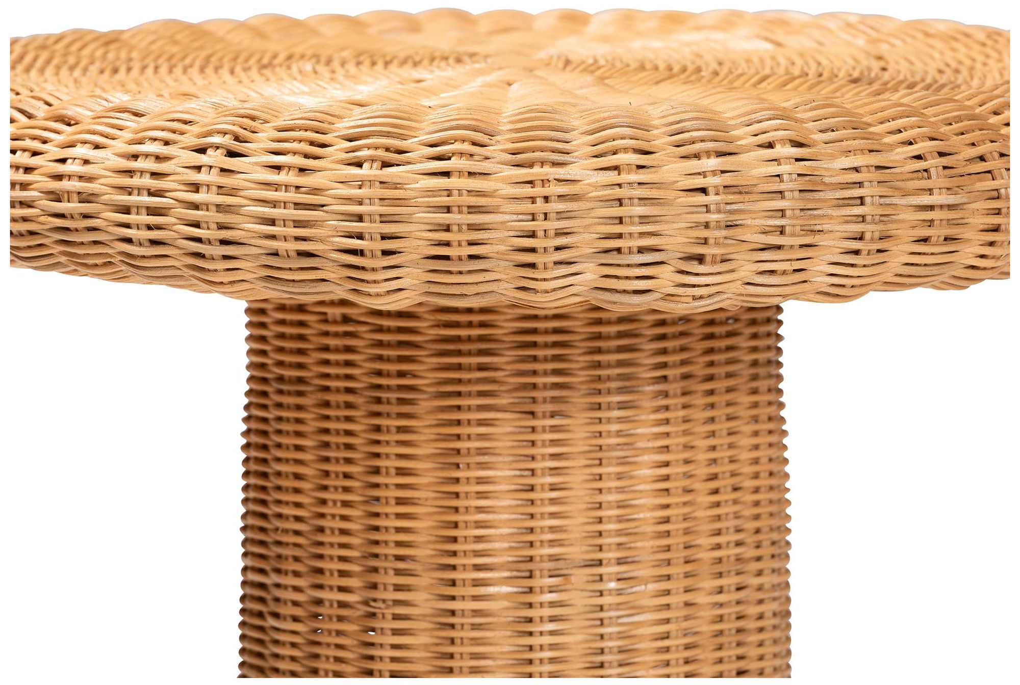 Image 4 bali & pari Avalon Scallop Natural Rattan Pedestal Side Table more views