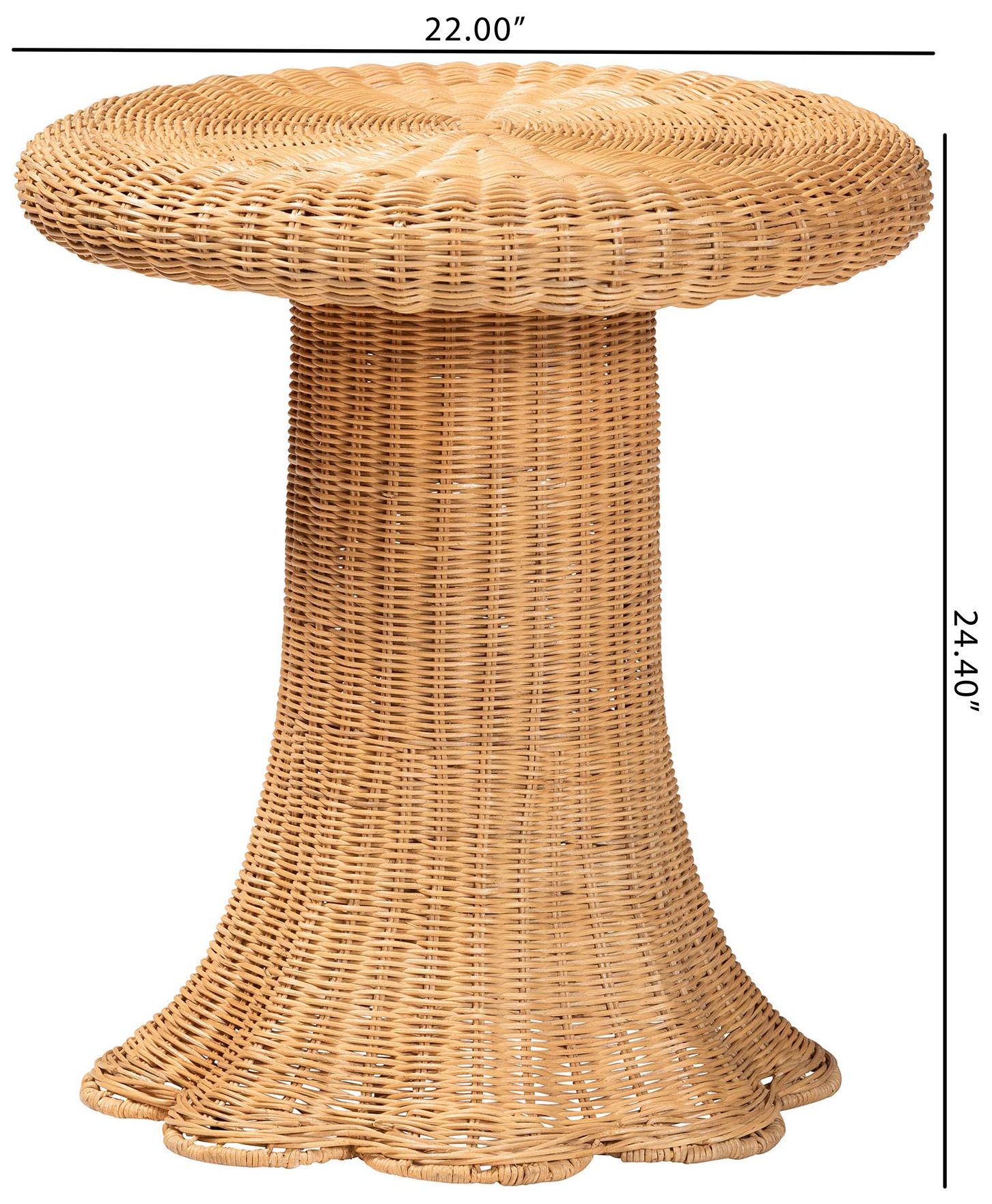 bali & pari Avalon Scallop Natural Rattan Pedestal Side Table