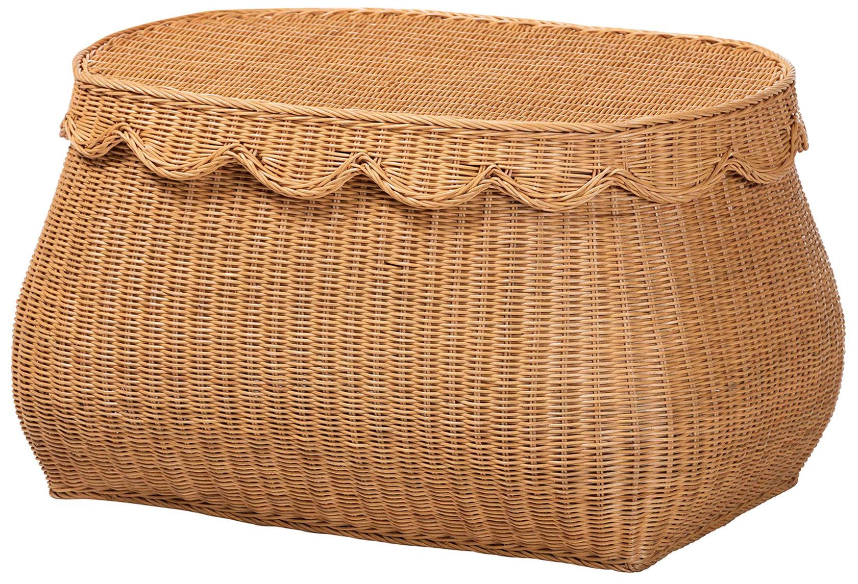 Image 2 bali & pari Ayleen Natural Rattan Basket with Scalloped Lid, Medium