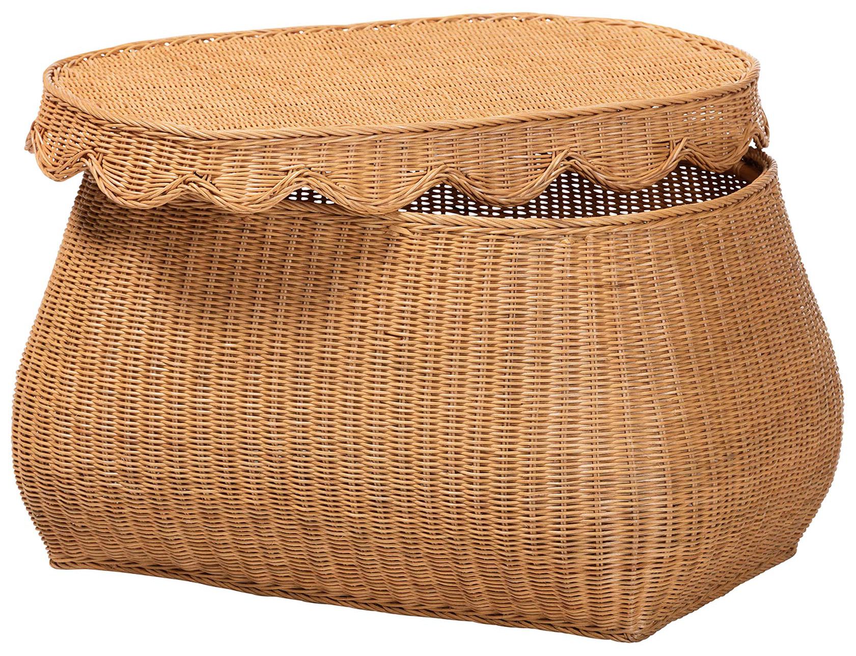Image 3 bali & pari Ayleen Natural Rattan Basket with Scalloped Lid, Medium more views