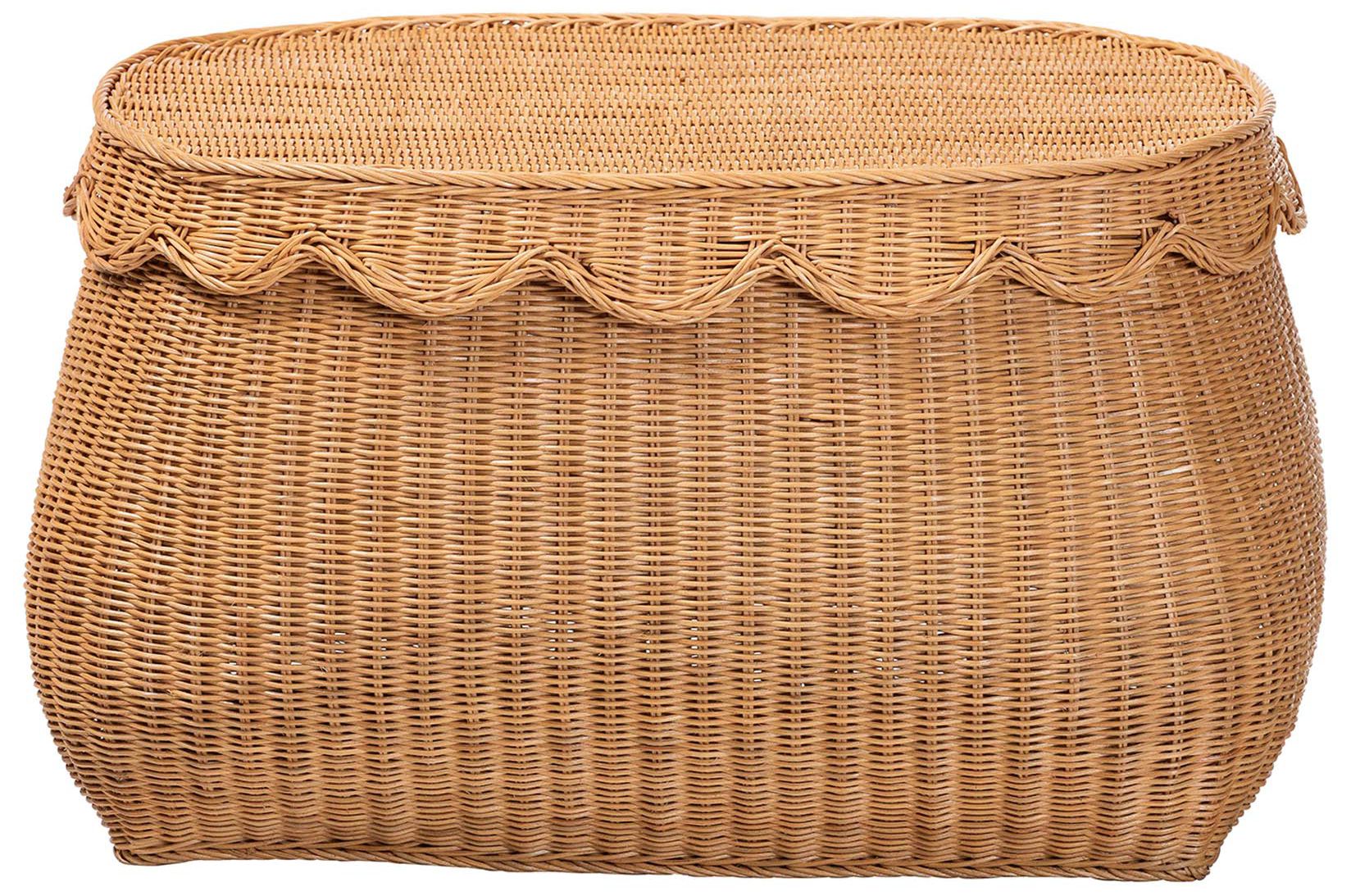 Image 4 bali & pari Ayleen Natural Rattan Basket with Scalloped Lid, Medium more views