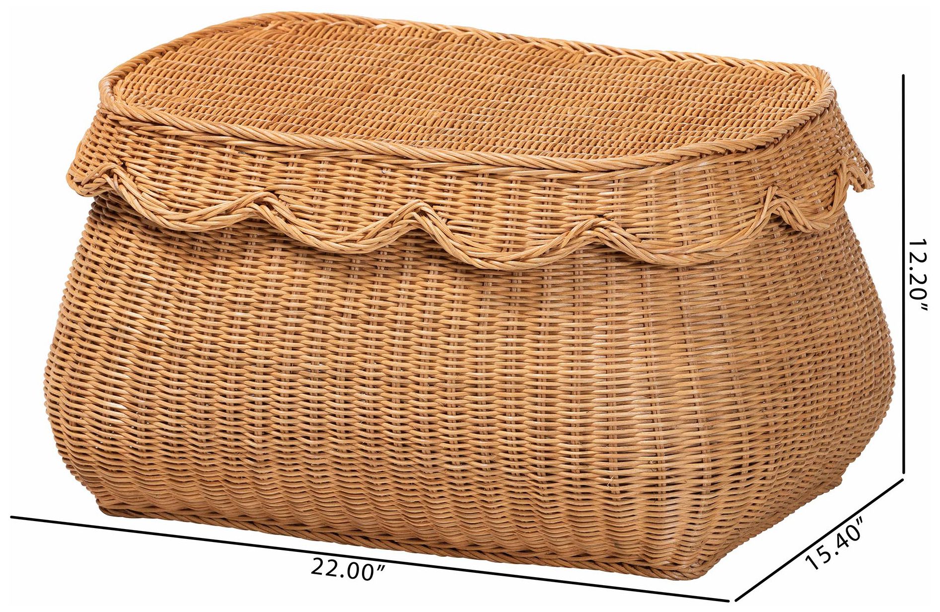 bali & pari Ayleen Natural Rattan Basket with Scalloped Lid