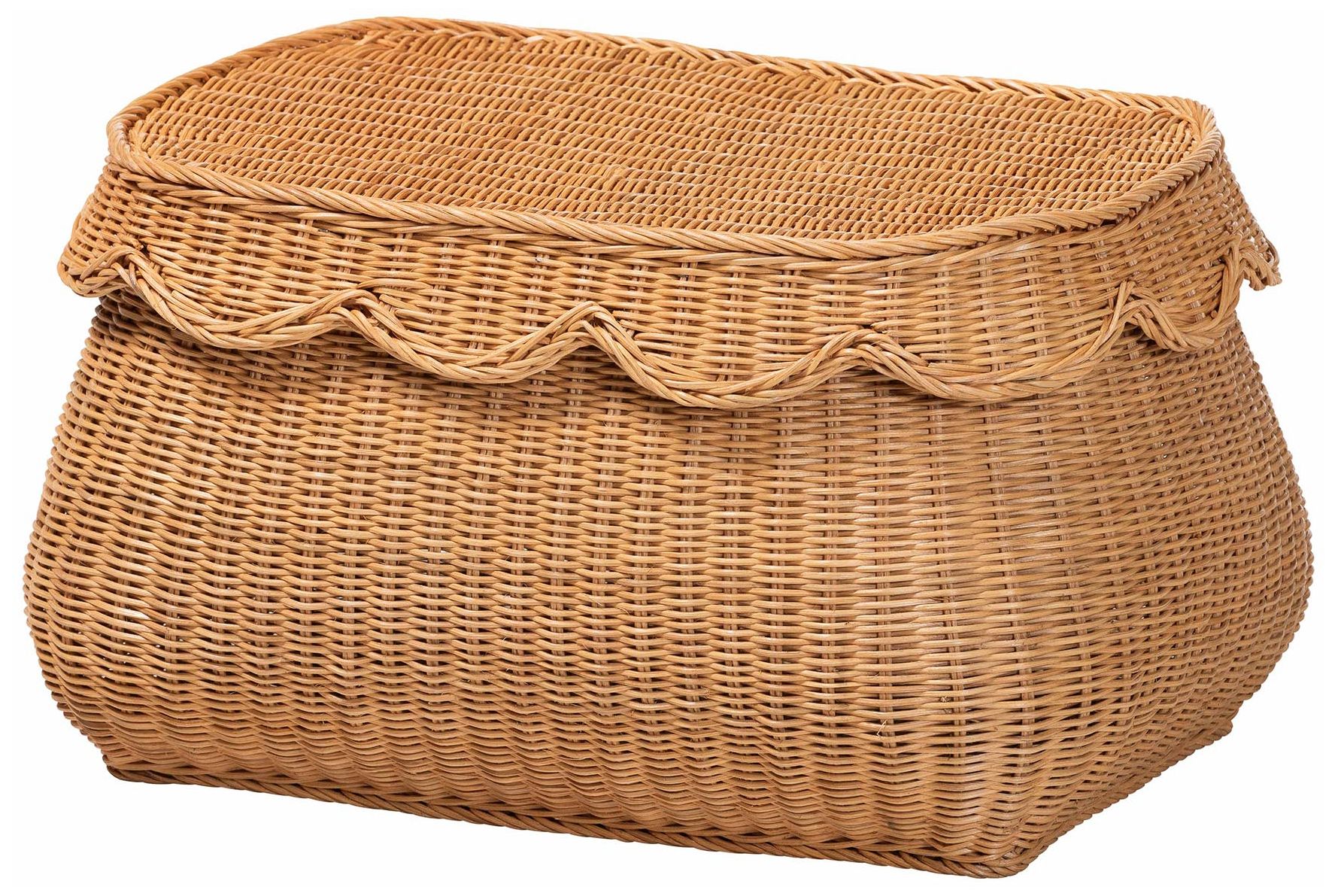 Image 4 bali & pari Ayleen Rattan Basket Set with Scalloped Lids, 3 Piece Set more views
