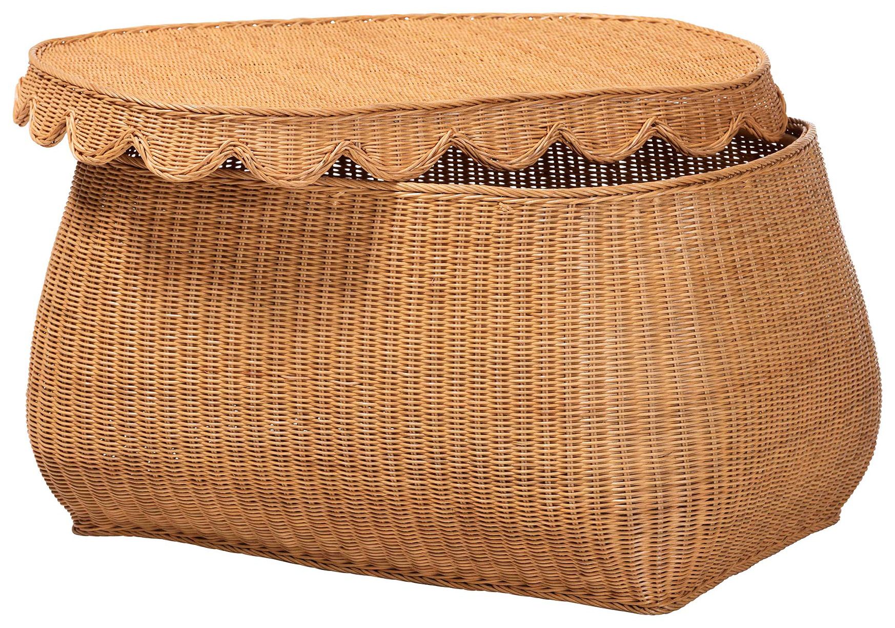 Image 7 bali & pari Ayleen Rattan Basket Set with Scalloped Lids, 3 Piece Set more views