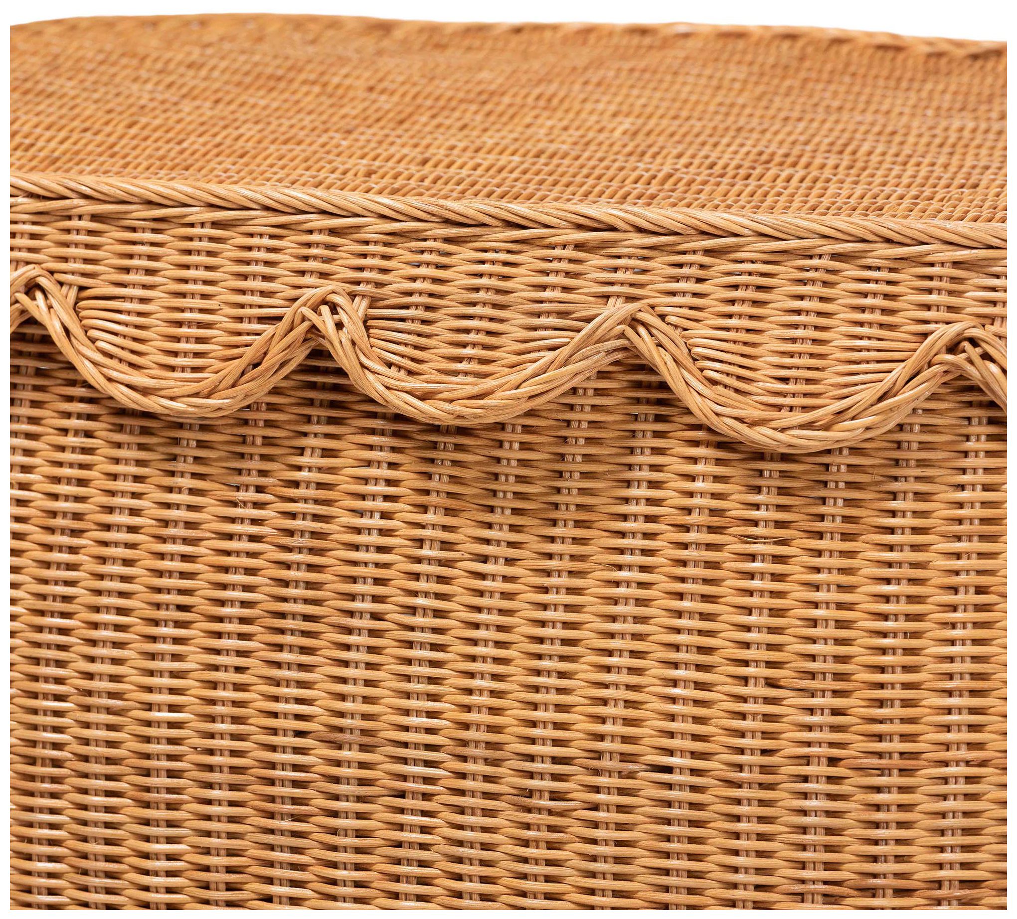 bali & pari Ayleen Rattan Basket Set with Scalloped Lids, 3 Piece Set