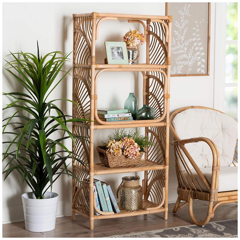 Image 2 bali & pari Baara Natural Rattan 4-Tier Display Shelf more views