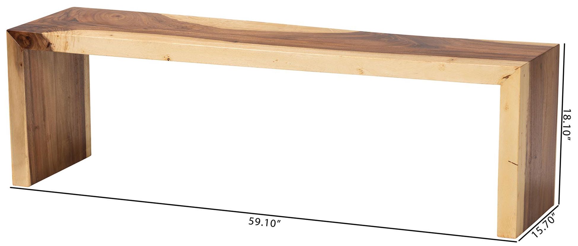 bali & pari Bai Modern Rustic Natural Wood Solid Suar Wood Accent Bench