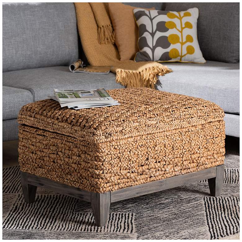 Image 1 bali & pari Bailey Handwoven Square Seagrass Storage Ottoman
