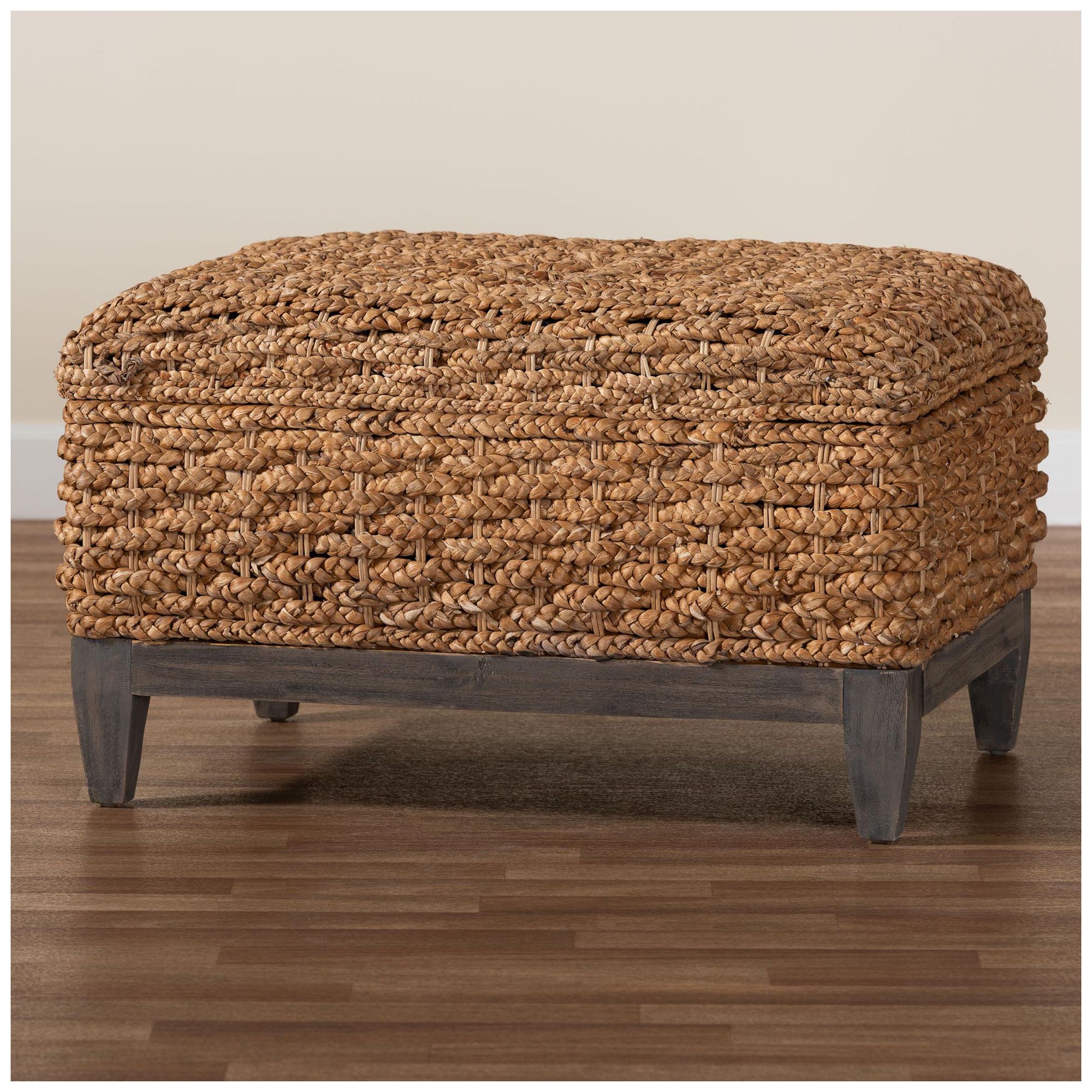 bali & pari Bailey Handwoven Square Seagrass Storage Ottoman