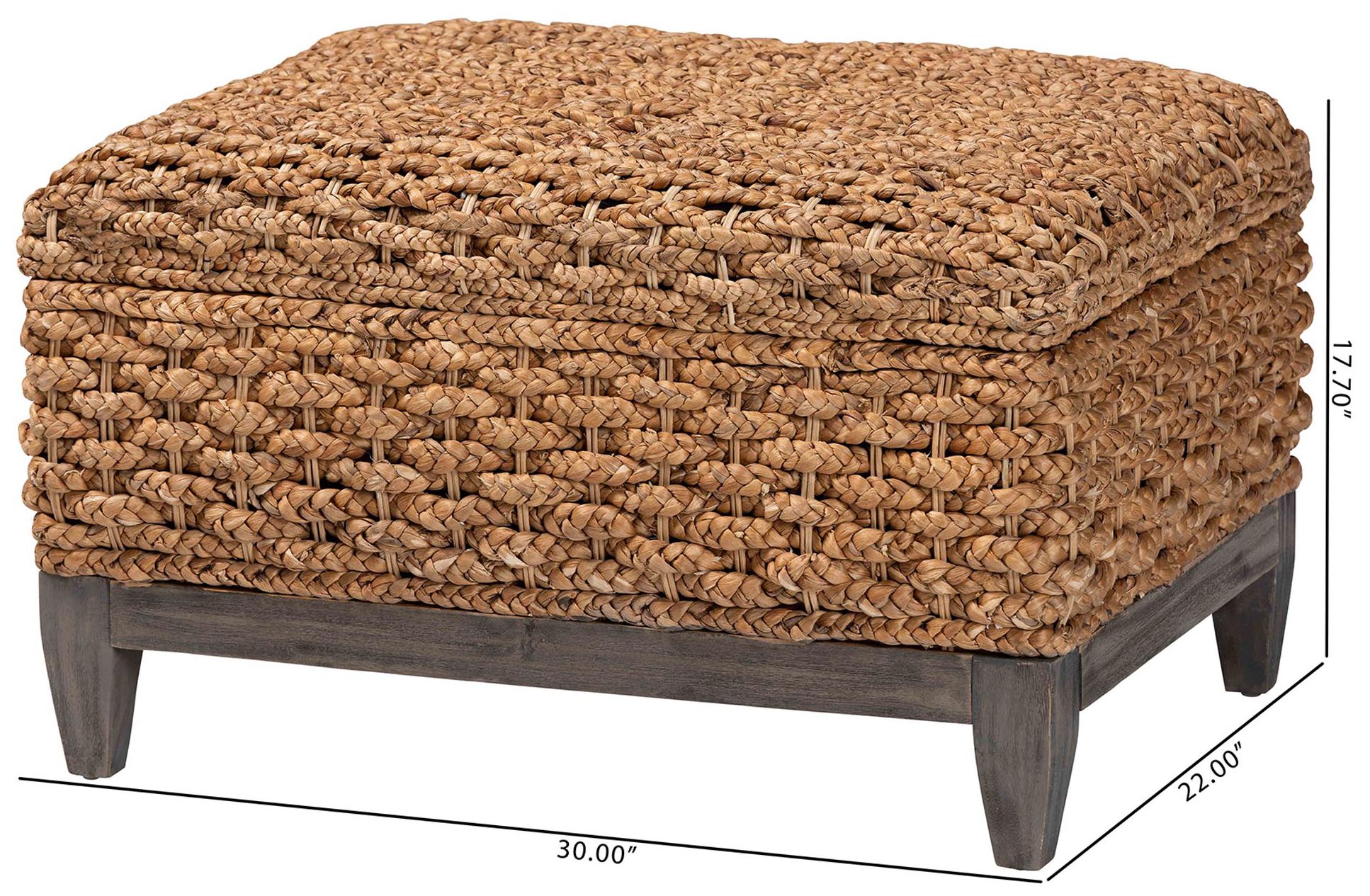 bali & pari Bailey Handwoven Square Seagrass Storage Ottoman