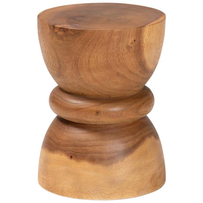 Image 2 bali & pari Bancroft Solid Suar Wood Side Table - Sculptural End Table