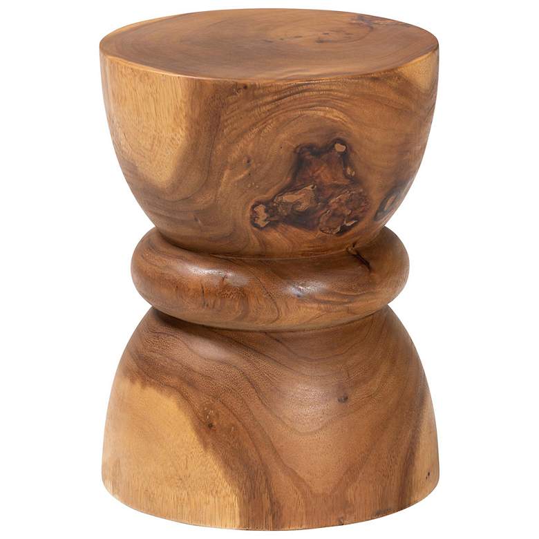 Image 3 bali & pari Bancroft Solid Suar Wood Side Table - Sculptural End Table more views