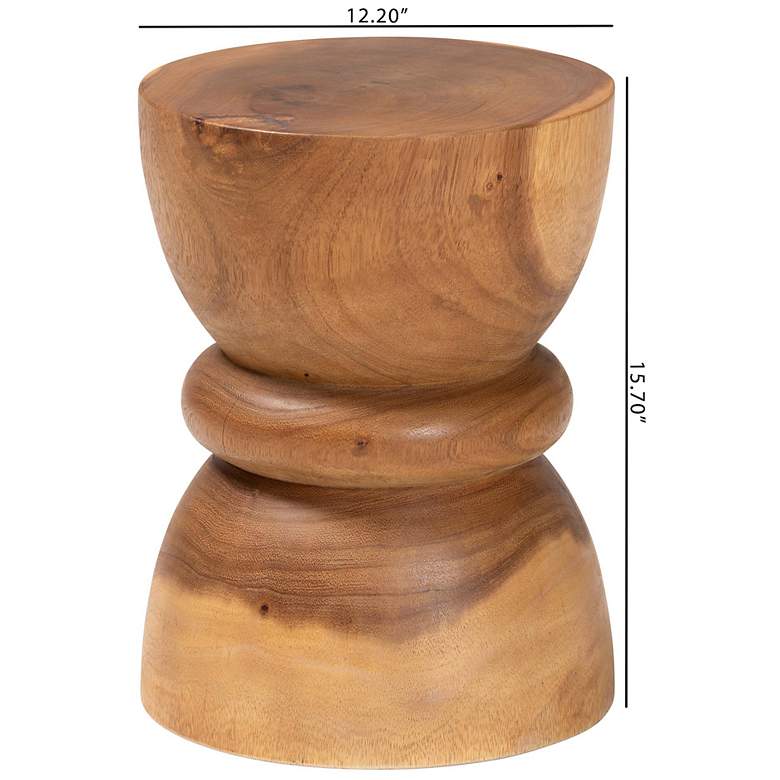 Image 7 bali & pari Bancroft Solid Suar Wood Side Table - Sculptural End Table more views