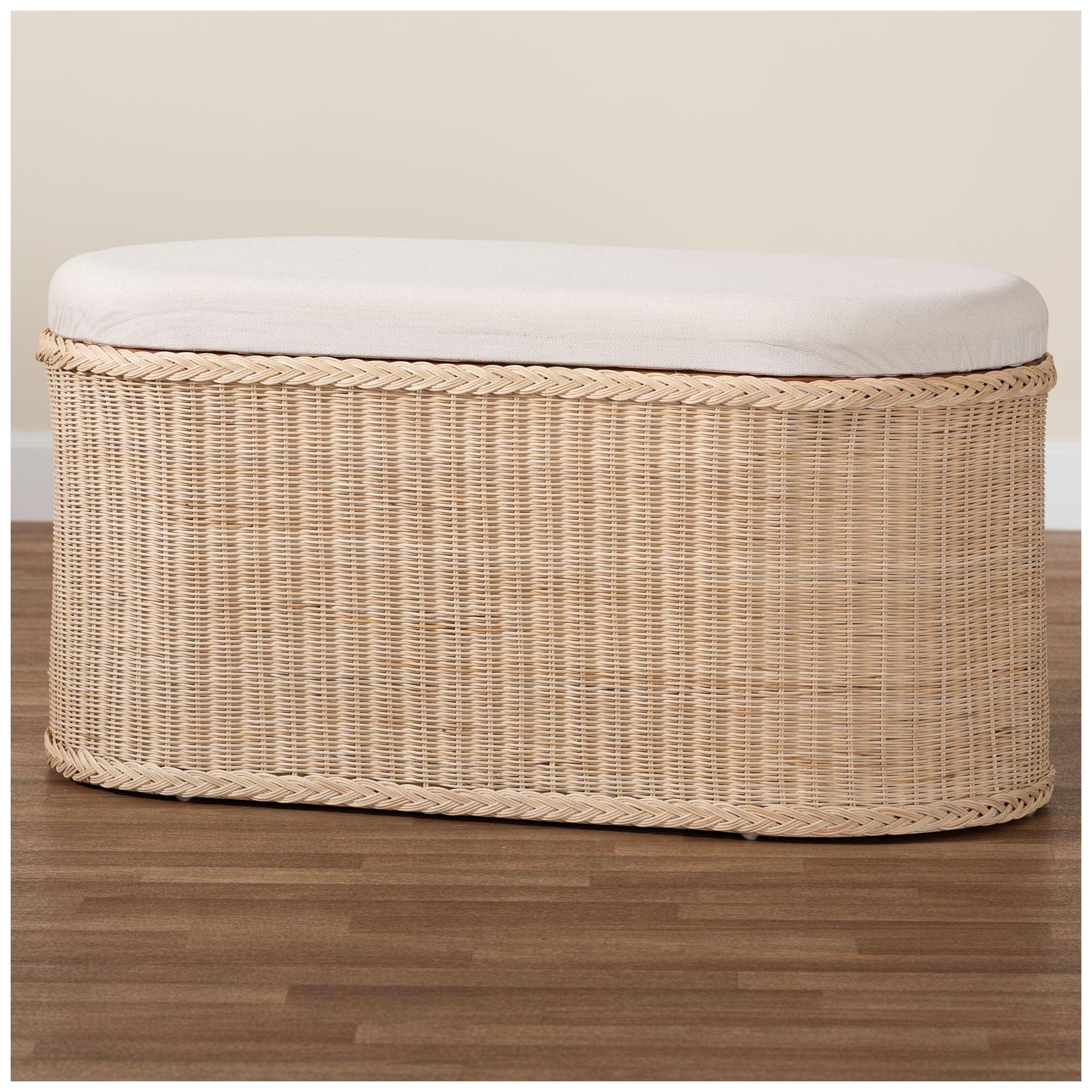 bali & pari Barid Braided Rattan Oval Storage Bench