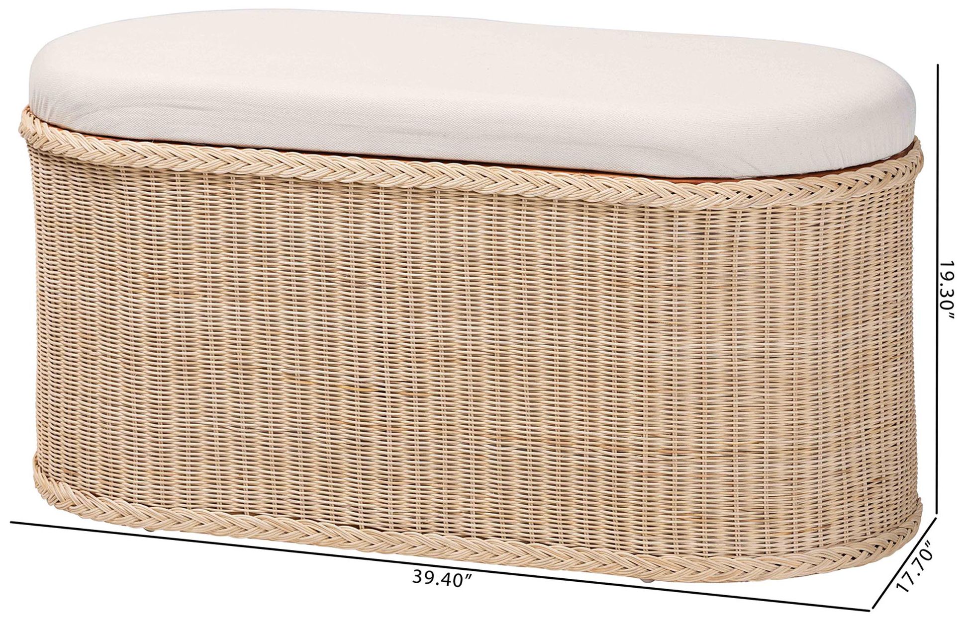 bali & pari Barid Braided Rattan Oval Storage Bench
