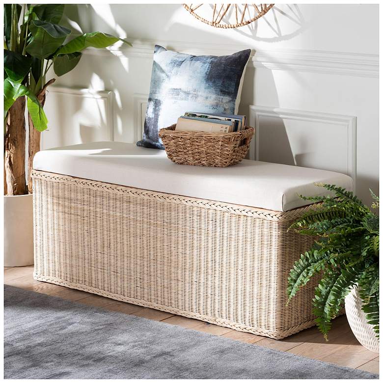 Image 1 bali & pari Barid Braided Rattan Rectangular Storage Bench