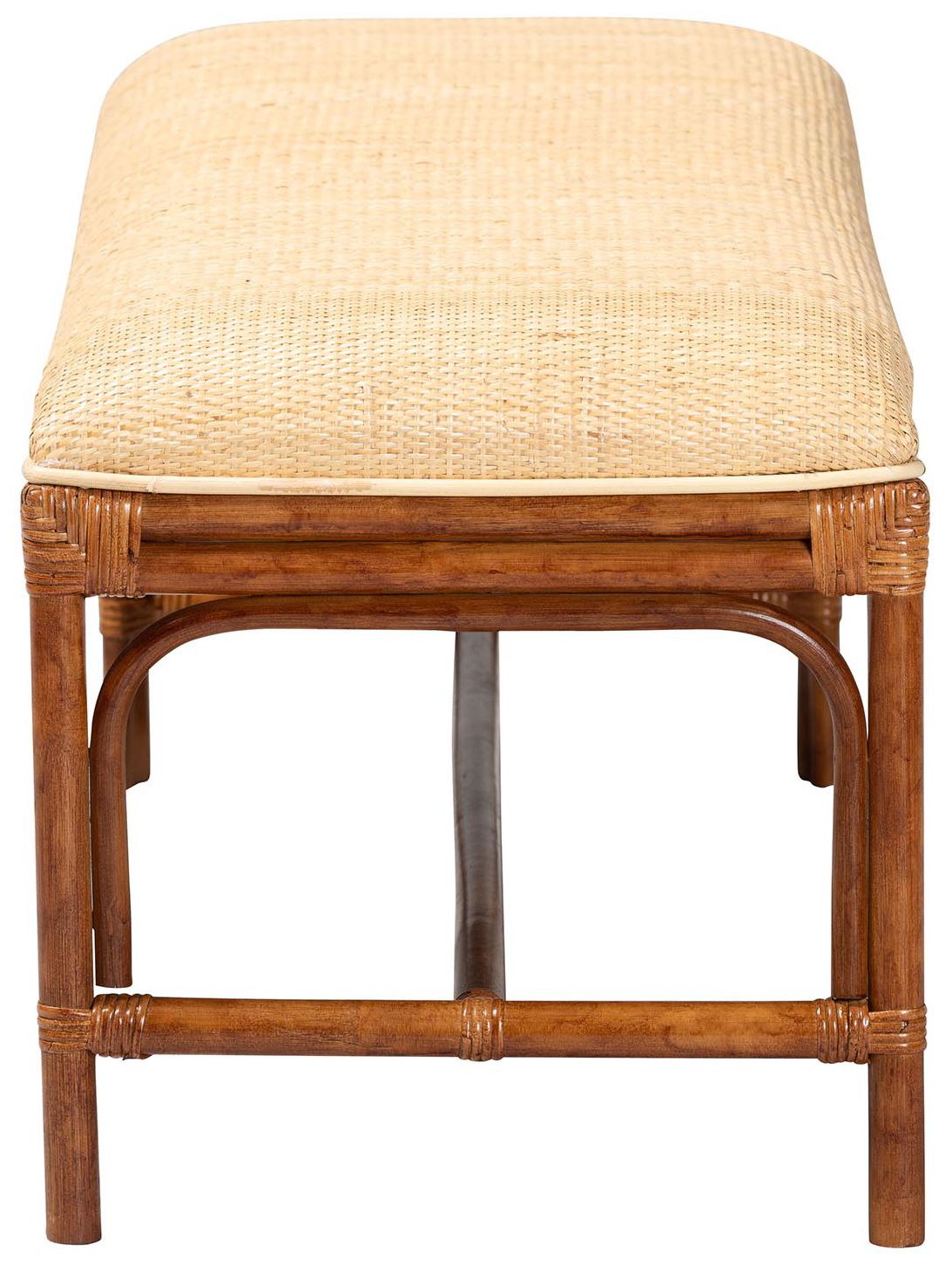 Image 4 bali & pari Belen Marbled Tortoise Natural Rattan Bench - Handwoven Wicker more views