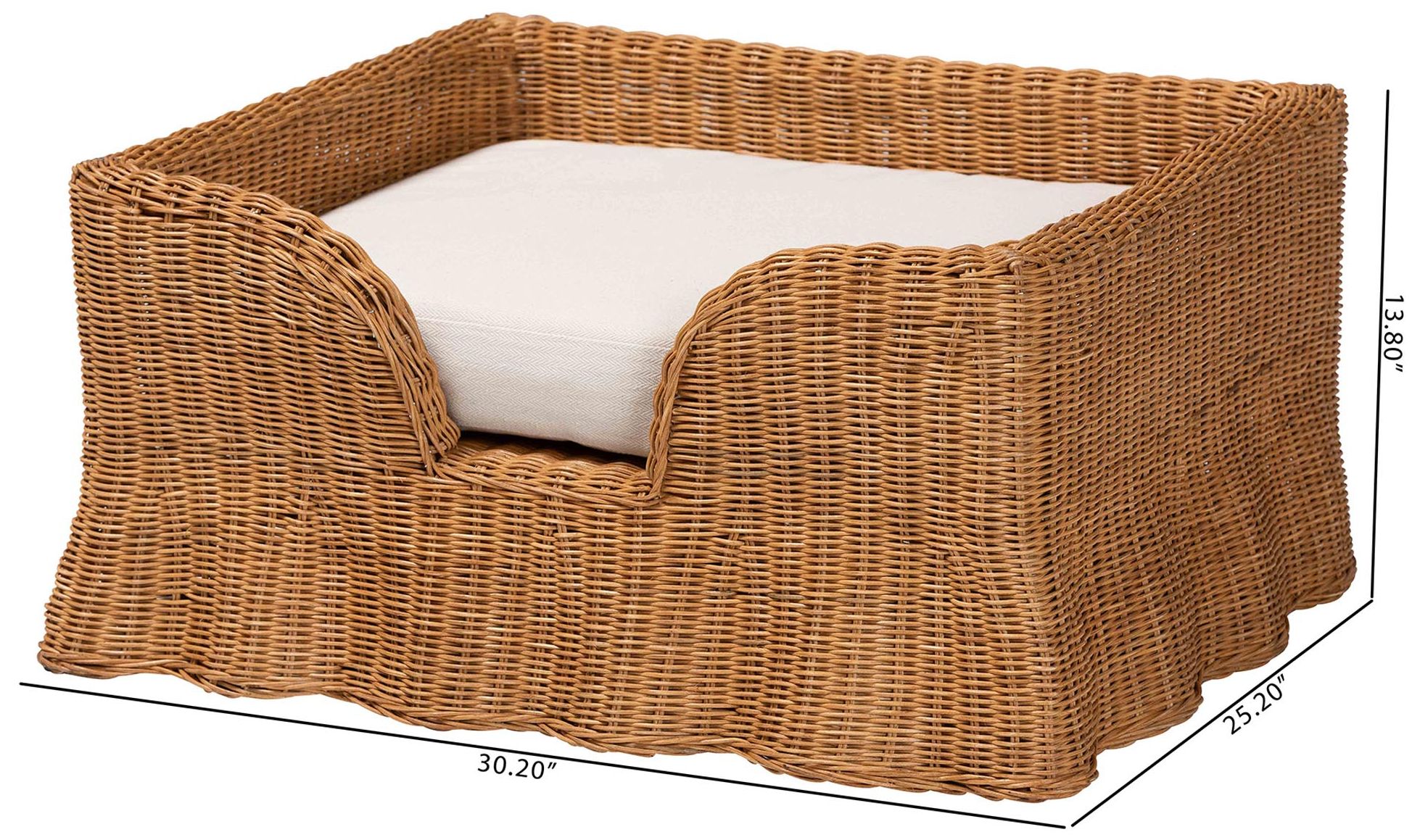 bali & pari Belita Rattan Pet Bed for Dogs or Cats with Removable Cushion