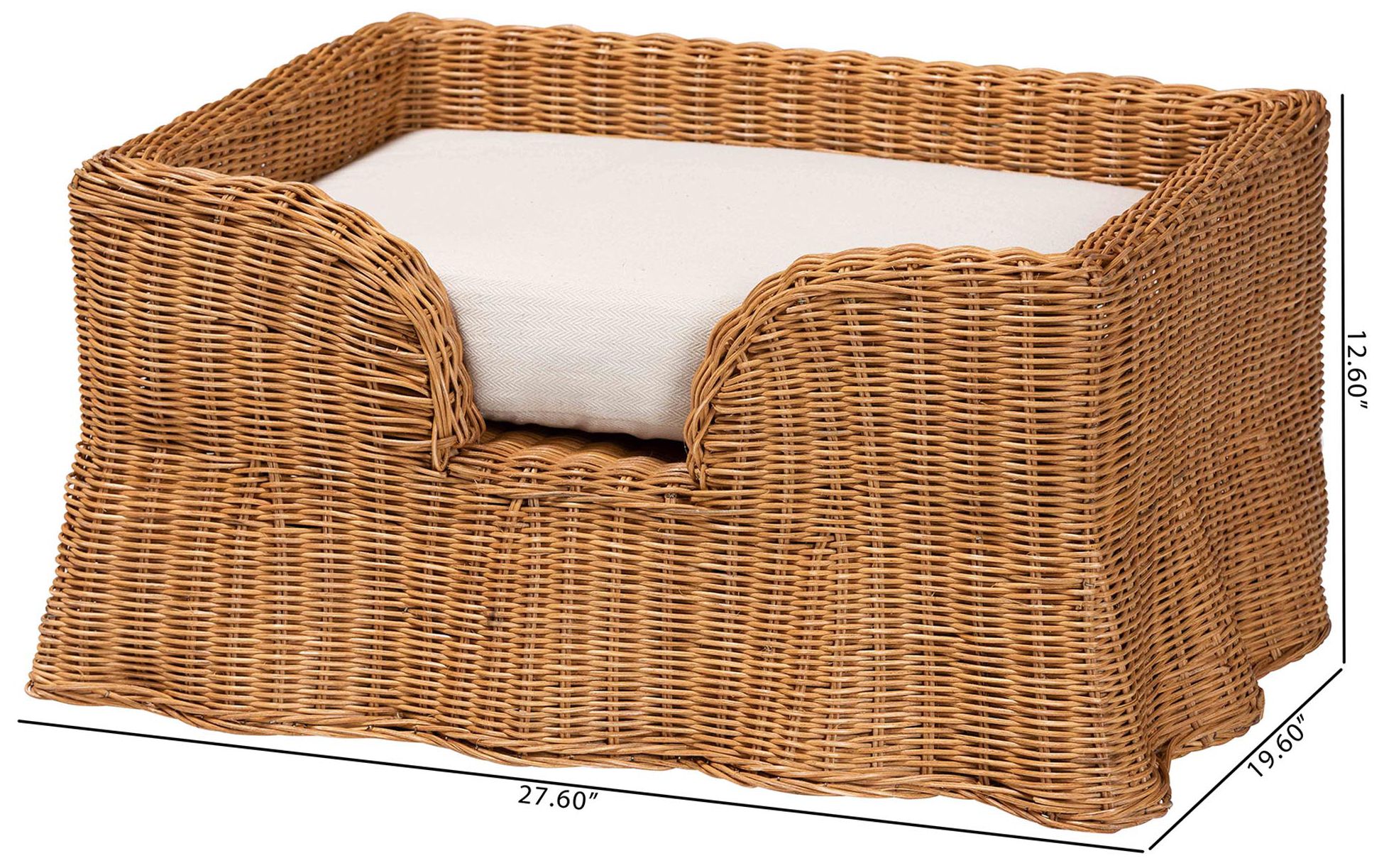 bali & pari Belita Rattan Pet Bed for Dogs or Cats with Removable Cushion