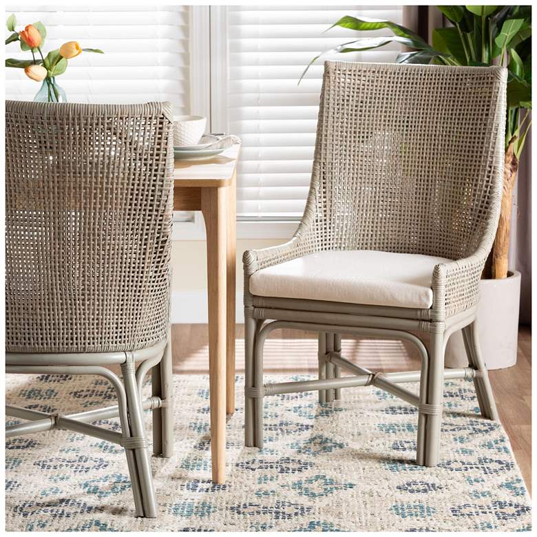 Image 1 bali & pari Bella Rattan Dining Chair with Cushion - Accent Side Chair
