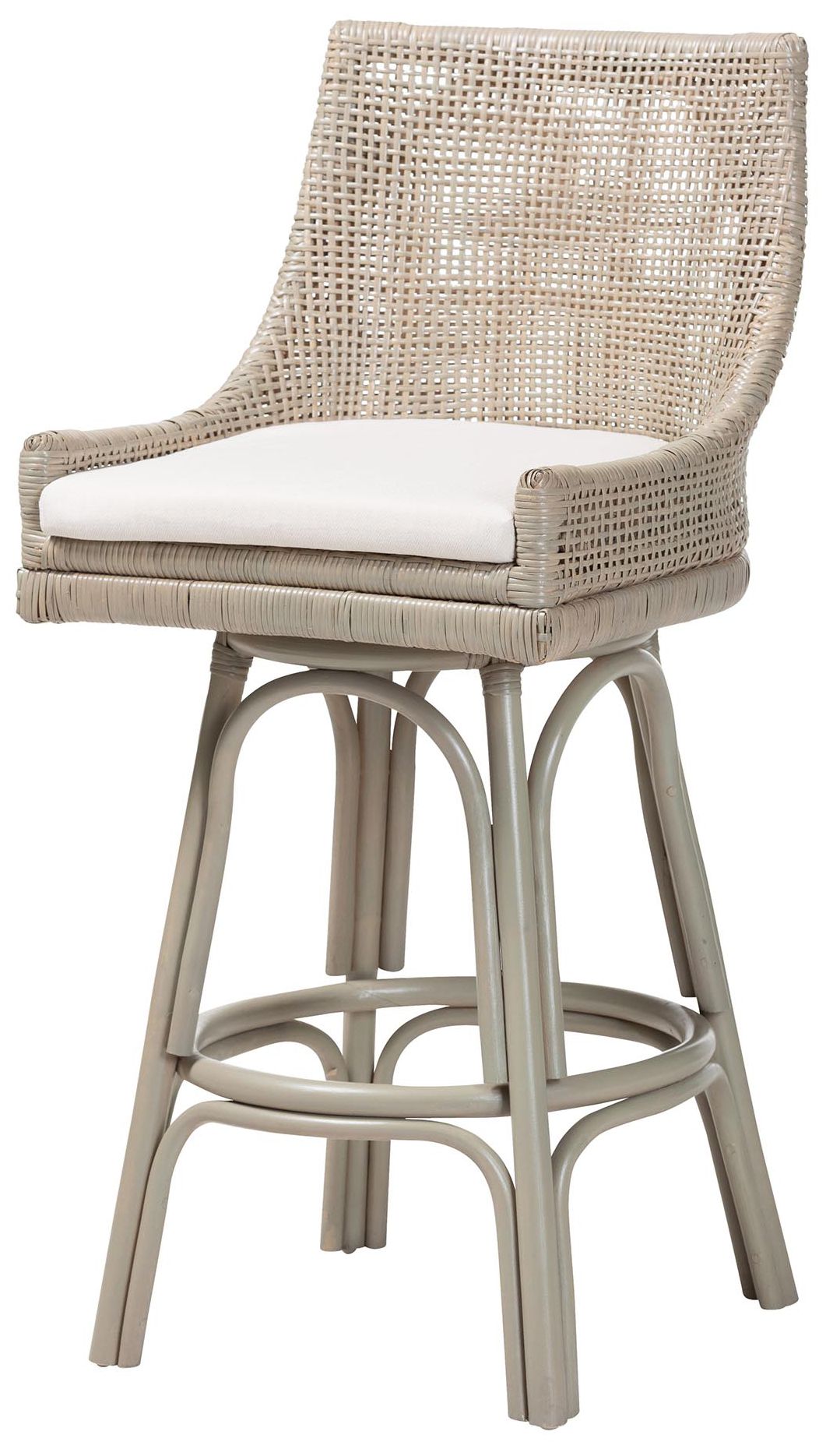 Image 2 bali & pari Bella Swivel Rattan Bar Stool with Cushion - Wicker Bar Chair