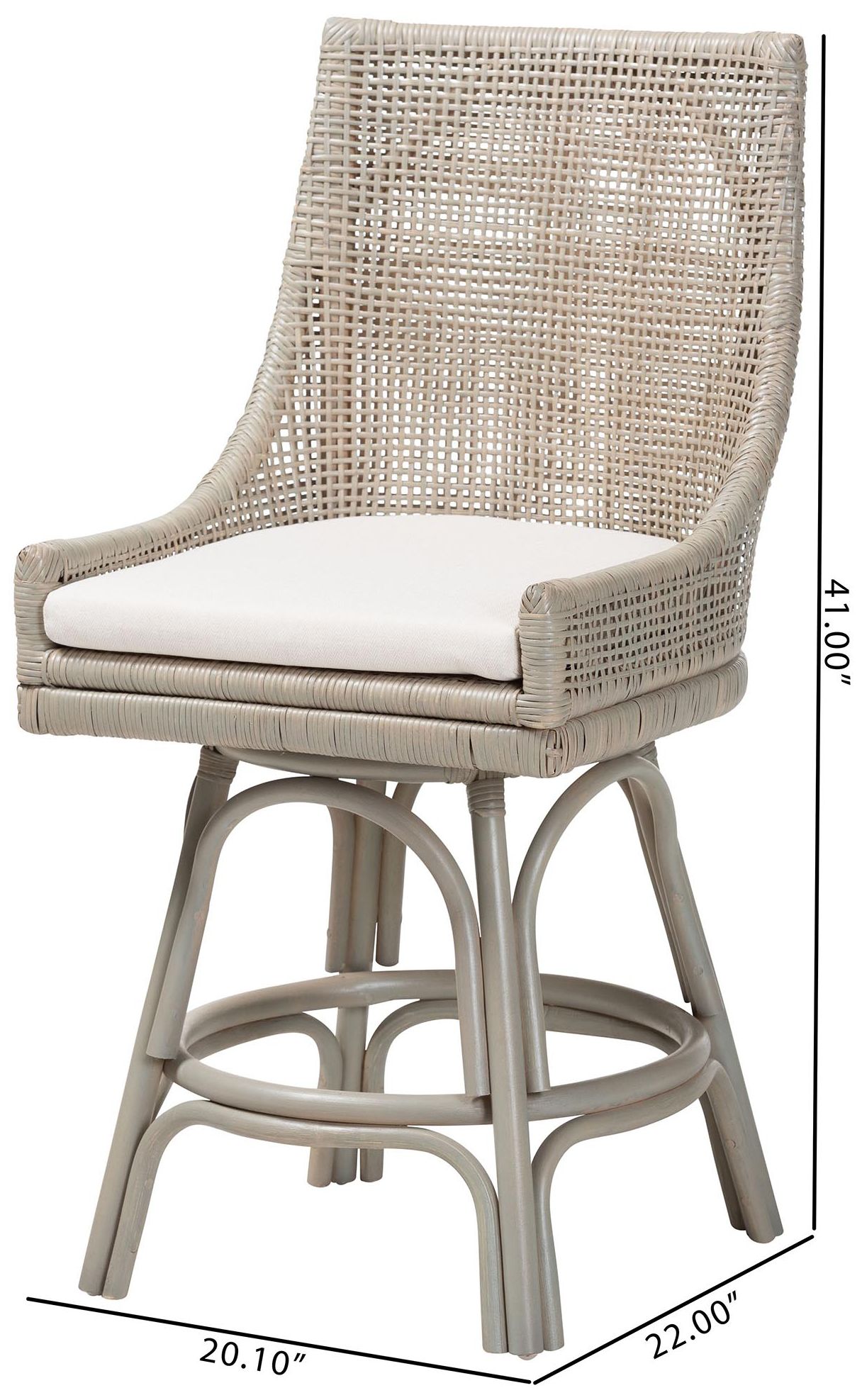 bali & pari Bella Swivel Rattan Counter Stool with Cushion