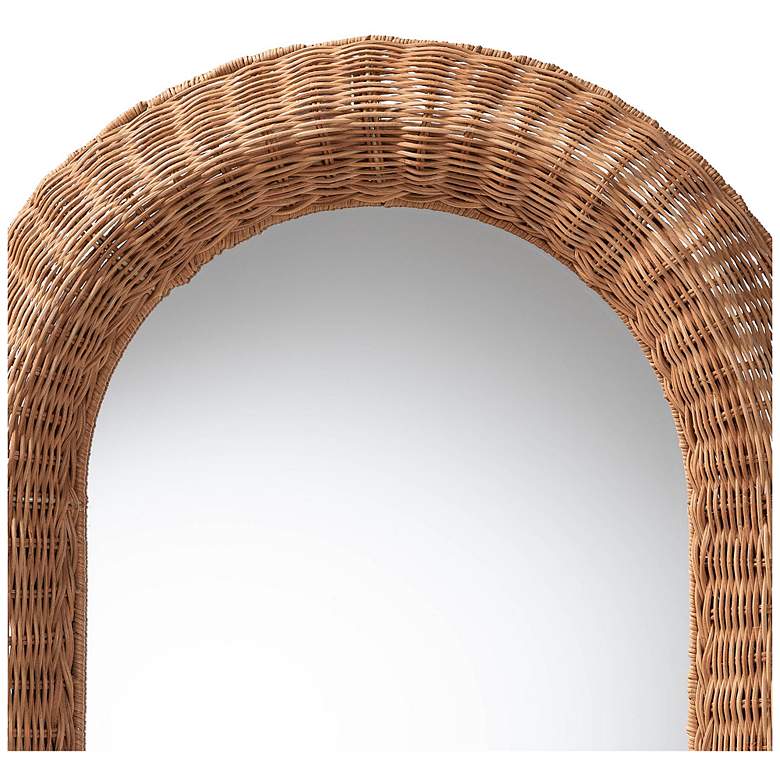 Image 3 bali & pari Brisia Arched Rattan Handwoven Wicker Framed Wall Mirror more views