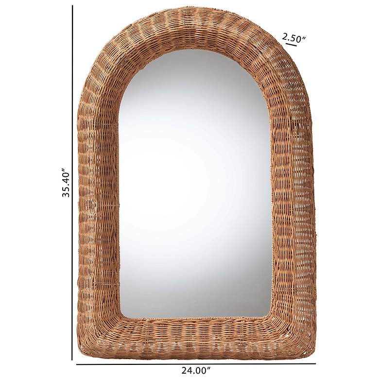 Image 4 bali & pari Brisia Arched Rattan Handwoven Wicker Framed Wall Mirror more views