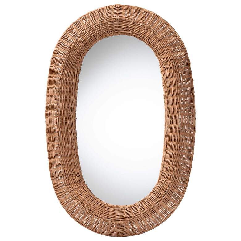 Image 1 bali & pari Brisia Oval Rattan Handwoven Wicker Framed Wall Mirror