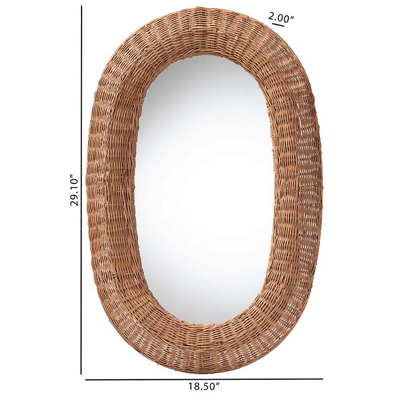 Image 4 bali & pari Brisia Oval Rattan Handwoven Wicker Framed Wall Mirror more views