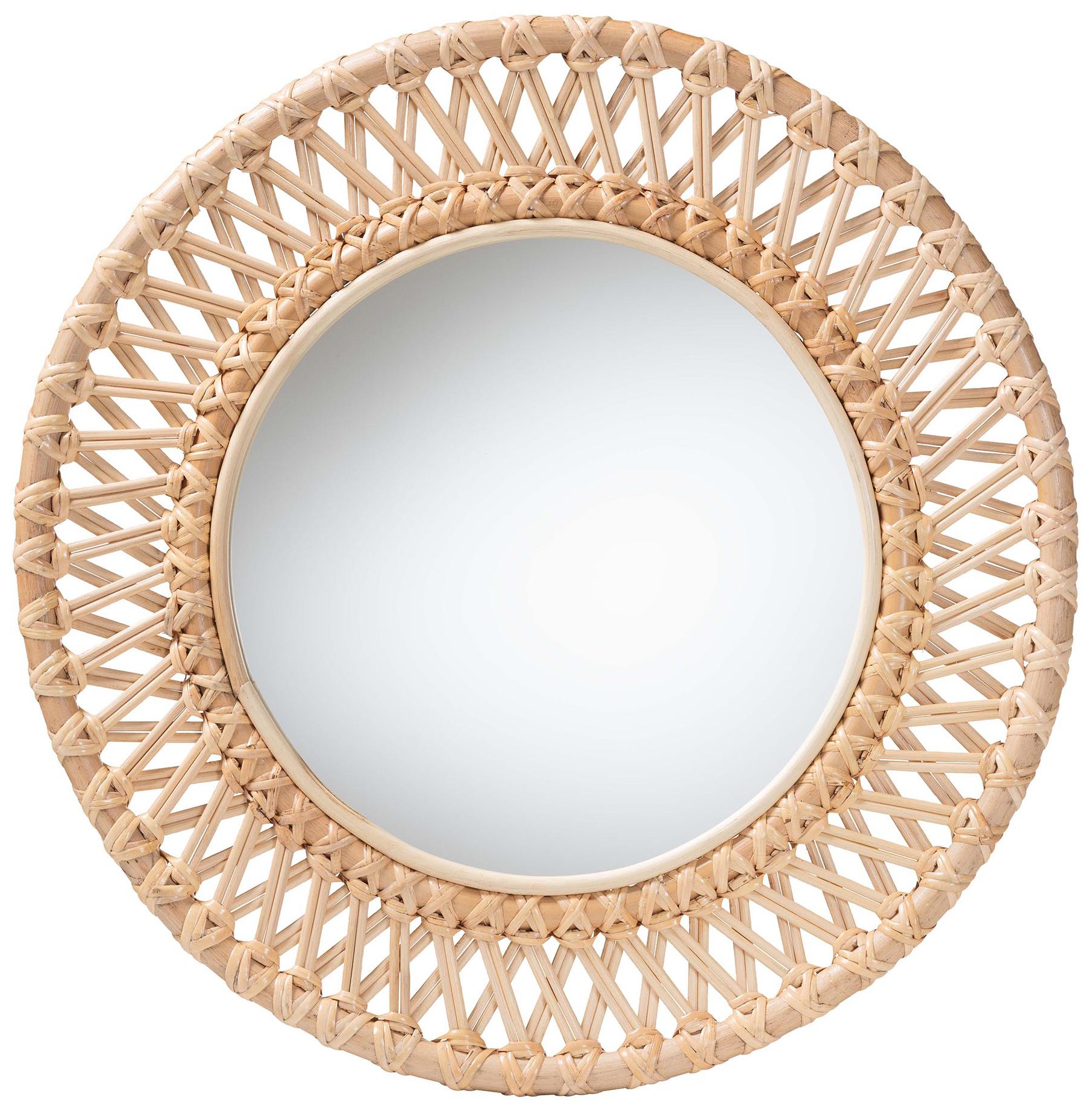 Image 2 bali & pari Burris Natural Rattan Wall Mirror - Wicker Round Frame
