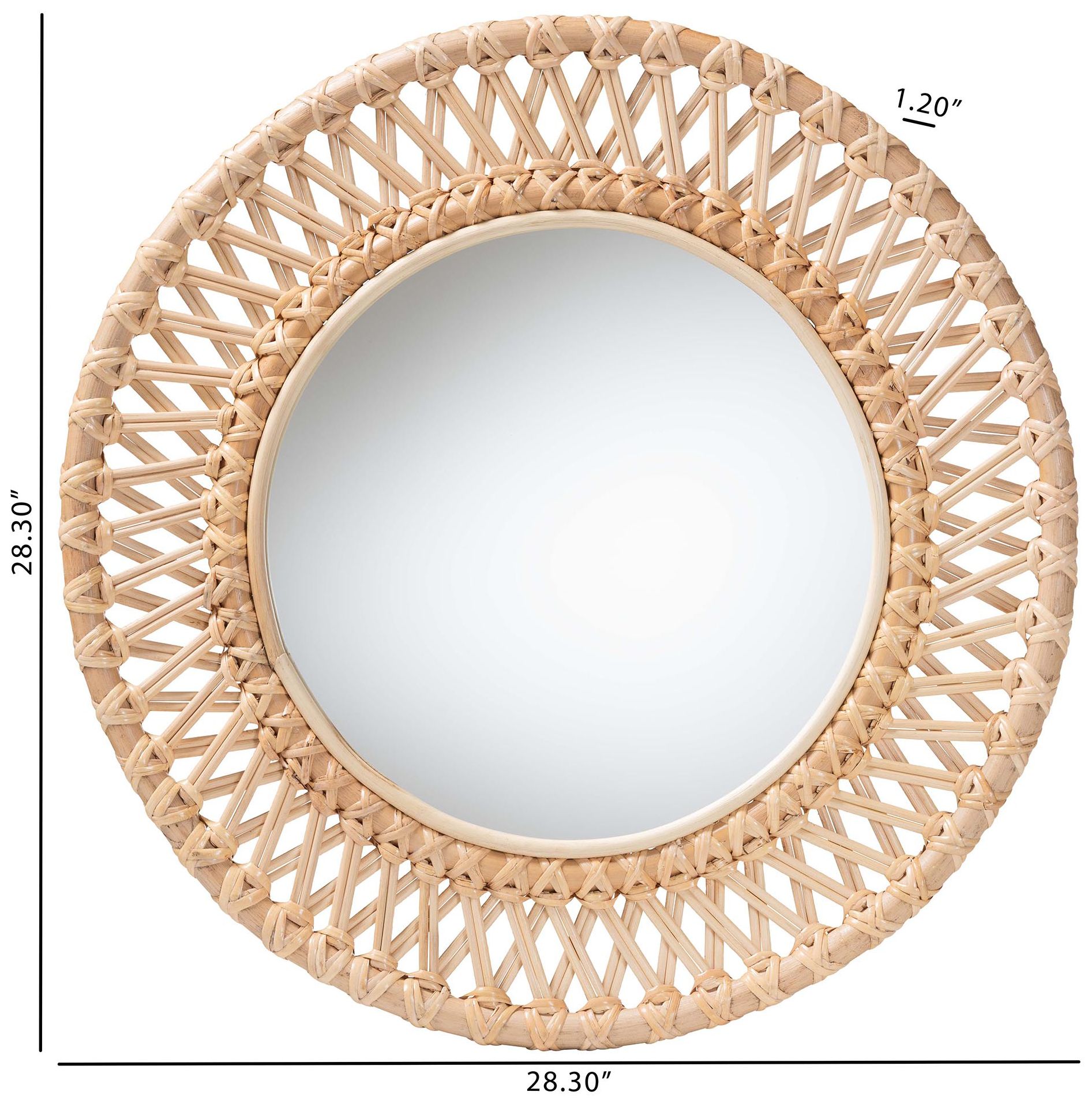 Image 4 bali & pari Burris Natural Rattan Wall Mirror - Wicker Round Frame more views