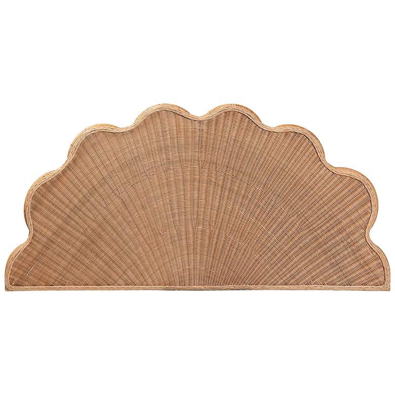 Image 3 bali & pari Callias Natural Rattan Scalloped Headboard with Sunburst Weave more views
