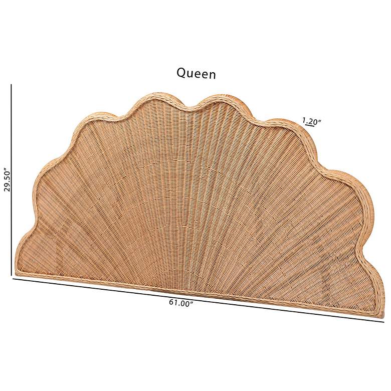 Image 7 bali & pari Callias Natural Rattan Scalloped Headboard with Sunburst Weave more views